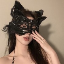 クリスマスメイクアップダンスパーティー大人セクシーマスク猫耳動物純粋な欲望半分の顔のラブマスク