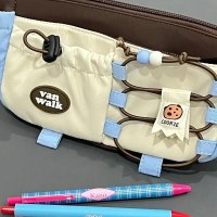 レトロブルーベリークッキーペンバッグかわいい漫画大容量多機能収納袋