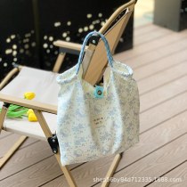 2024 新 韓国 ニッチ花柄キャンバスバッグ女子学生大容量ショルダーバッグハンドヘルドトートバッグショッピングバッグ