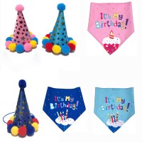 ペットの猫と犬のカラフルなファーボール誕生日パーティーひさし帽子唾タオル蝶ネクタイセット