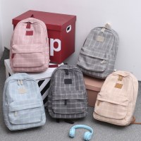 2024 秋チェック柄キャンバスバックパック女子中学生中学生バックパック大学生シンプルかわいいスクールバッグ