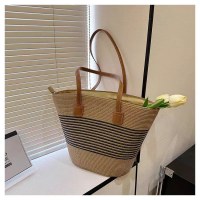 新しいシンプルでファッショナブルなストローバッグ大容量脇の下シングルショルダー中空織ビーチバッグ女性用