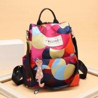 流行のバックパック女性のバッグ新しい盗難防止アウトドアレジャートラベルバッグクロスボーダープリントオックスフォード布スクールバッグ