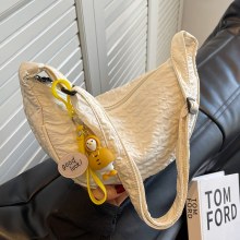 キュートで多用途な女性用ニッチキャンバススモールバッグ、新しいレディースバッグ、韓国スタイルのクロスボディバッグ、ファッショナブルなワンショルダー餃子バッグ