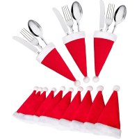 クリスマスデコレーション用品 ミニクリスマスハット 赤い不織布ナイフとフォークセット ワインボトルセット クリスマスミニハット