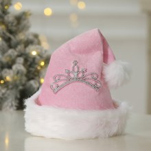 新しいクリスマスの装飾、新しいホリデーコスチューム、大人用のピンクの王冠のクリスマスぬいぐるみ帽子