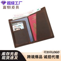 新しいレトロメンズ本革パスポート小銭入れクレイジーホース RFID 耐磁財布財布 ID バッグピックアップバッグ