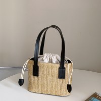 韓国インわら織りハンドバッグ夏の新しいカジュアル休暇女性の野菜バスケットショルダーバッグ対照的なクロスボディバッグ