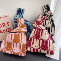 ウサギ柄ニットバッグ、トートバッグ、ランチバッグ、ベビーバッグ、韓国風バッグ、レディースバッグ、ハンドバッグ