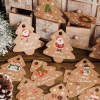 厚みのあるクリスマスハングタグクラフト紙クリスマスツリー装飾ハングタグギフトボックスアクセサリーカードロープ付き