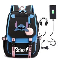 新しいリロ ステッチ ステッチ USB 充電ランドセル男性と女性の学生バックパック バックパック
