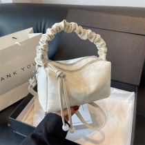 レディース ジッパー付き PU ステッチ スモール スクエア バッグ ショルダーバッグ