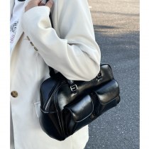 2024 新韓国バッグ女性のニッチレトロワンショルダー脇の下バッグオイルワックスレザーバッグダブルバッグカジュアルハンドバッグ
