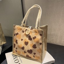 女性のためのランチボックスバッグ 2023 夏のお出かけハンドバッグ日本の女の子ハンドキャリーリネンバッグ