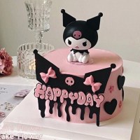 クロミ子供の誕生日ケーキデコレーションオーナメント黒色粉末デザートテーブルアクリルベーキング漫画プラグイン