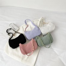 韓国スタイルの芸術的な布バッグ、女性用のシンプルなカジュアルコーデュロイ布ショルダーバッグ、無地ミニクロスボディバッグ、ポータブルキャンバスバッグ