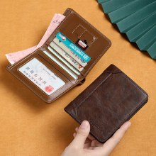 新しいメンズショート二つ折り財布PUレザー財布レトロビジネスカジュアル多機能カードホルダーレザー
