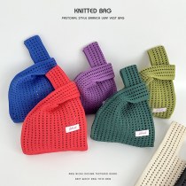 韓国スタイルのシンプルなソリッドカラーのニット中空ショルダーハンドバッグハンドバッグ多用途カジュアル大容量 トートバッグ 卸売