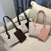 チェック柄プリントトートバッグ大容量ショルダーバッグレディース韓国スタイル新しいショッピングバッグ