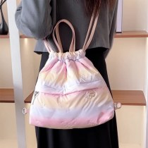 春夏レターリュックレディースバッグニッチ万能バックパック 韓国 風巾着大容量ショルダーバッグおしゃれスクエアバッグ