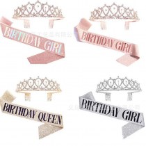 ローズゴールドスポット誕生日 ショルダーストラップ 合金花嫁誕生日クラウン誕生日女の子 ショルダーストラップ クラウンセット