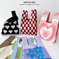 Girly Love カラーブロック ニット ハンドバッグ ショルダーバッグ ベスト ベストバッグ