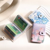 複数のカードスロットを備えた女性向けの大容量カードホルダー、運転免許証ホルダー、カードホルダー、コンパクトな漫画小銭入れ。
