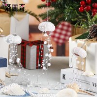 窓吊りウニクラゲクリスマス装飾クリスタルプリズムライトキャッチャー装飾シェルウニクリスタルリボン