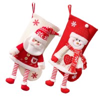 クリスマス靴下バッグニット立体老人雪だるまギフトバッグクリスマスイブキャンディーソックス子供のクリスマスギフト靴下