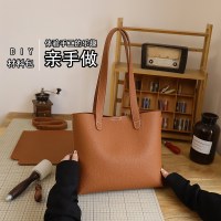 材料パッケージ diy 手作りレトロソフトレザートートバッグハイエンド通勤レディースバッグ小石模様の手作りバッグ