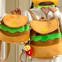 ハンバーガーバックパックかわいい漫画学生小さなバックパック大容量キャンパスバックパック女性のための