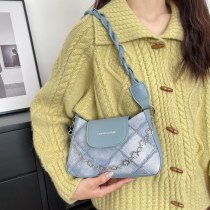 2024年の新しいスタイルの女性用バッグ、ファッショナブルでシンプルなショルダーバッグ、ファッショナブルなカジュアルな小さなスクエアバッグ、ニッチな人気の脇の下バッグ