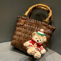 女性 のためのバッグ 2024 新しい籐ハンドバッグ竹わらバッグ純粋に手作りの竹トートバッグレトロビーチバッグ