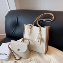 大容量バッグ レディース 2023年新作 シンプルで万能なショルダーバッグ 今年人気の質感バケツ通勤トートバッグ