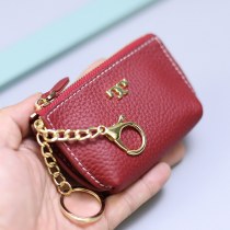 2024 新スタイル本革女性の小さな小銭入れジッパーミニショートカードホルダーコインバッグ牛革車のキーバッグ