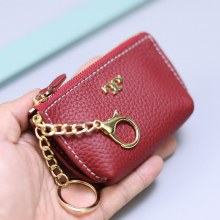 2024 新スタイル本革女性の小さな小銭入れジッパーミニショートカードホルダーコインバッグ牛革車のキーバッグ