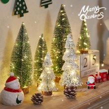 新しいミニ松葉タワー型植毛杉の木デスクトップライトアップクリスマスツリーオーナメントクリスマスデコレーション