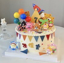 インターネットセレブ Eggboy パーティーケーキデコレーション漫画クマロストハートベアピンクベアリトルベア人形誕生日ドレスアップ