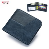 本革 rfid 盗難防止ブラシメンズ財布新しい第 1 層牛革マルチカードスロット財布ショート 20/30% オフ財布男性用