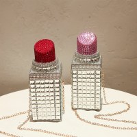 ダイヤモンド口紅バッグ、ファッショナブルな口紅イブニングバッグ、化粧品収納バッグ、ワンショルダークロスボディチェーンバッグ