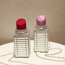 ダイヤモンド口紅バッグ、ファッショナブルな口紅イブニングバッグ、化粧品収納バッグ、ワンショルダークロスボディチェーンバッグ