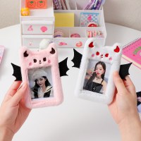 ガーリー紫翼悪魔ぬいぐるみカードホルダー学生アイドルカードディスプレイペンダントカードバッグ追いかけスターグーカードホルダー
