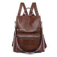 ファッショナブルなヨーロッパとアメリカのレトロなバックパック大容量カジュアルステッチバックパックワイドショルダーストラップシングルショルダーダブルバック両用バッグ