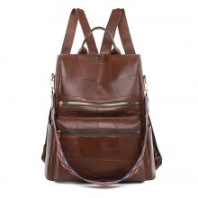 ファッショナブルなヨーロッパとアメリカのレトロなバックパック大容量カジュアルステッチバックパックワイドショルダーストラップシングルショルダーダブルバック両用バッグ