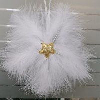 ゴールドシルバー五芒星白羽布ステッカークリスマスツリー装飾ペンダント羽ステッカー