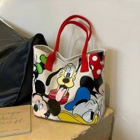 大容量キャンバスバッグミッキーバッグ 2024 新かわいい漫画グーフィートートバッグショルダートート万能バッグ