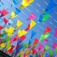 オープニングペナントストリングフラグ誕生日小さなホオジロ卸売屋外建設現場お祝い結婚式カラフルなフルレッド小さなホオジロフラグ