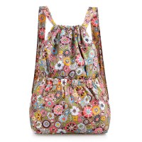 新しい女性のファッションシンプルなプリントバックパック巾着ポケットバックパック軽量耐摩耗性大容量バックパック