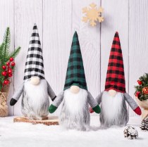 新しいチェック柄クリスマス顔のない人形置物北欧スタイルルドルフの森老人装飾装飾品用品