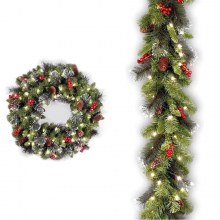 2.7 メートルクリスマス赤い果実杉籐 180 センチメートル暗号化された赤クリスマス装飾ガーランドホリデードア吊りドア装飾